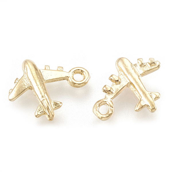 

PandaHall Brass Airliner Charms, Real 18K Gold Plated, Passenger Airplane, 9.5x11.5x2mm, Hole: 1.2mm Brass Vehicle