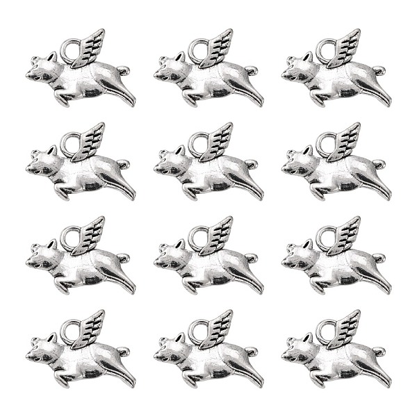 

PandaHall Alloy Pendants, Cadmium Free & Lead Free, Flying Pig, Antique Silver, 15x10x3mm, Hole: 2mm Alloy Pig