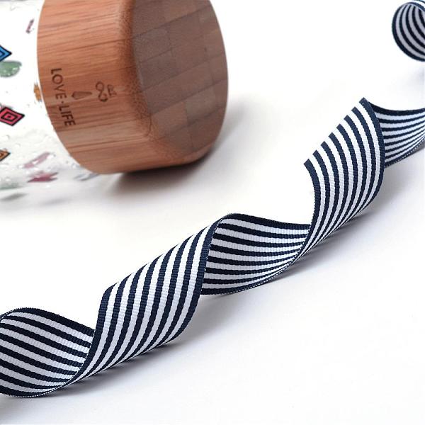 

PandaHall Striped Polyester Grosgrain Ribbon, Midnight Blue, 1 inch(25mm), about 100yards/roll(91.44m/roll) Polyester Stripe Blue