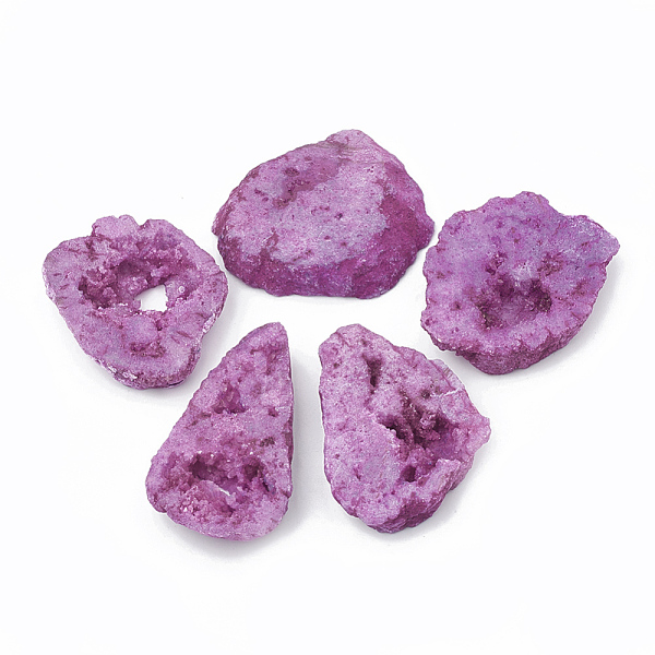 PandaHall Natural Agate Beads, Dyed, Nuggets, No Hole/Undrilled, Orchid, 44~58x30~42x9~10mm Natural Agate Nuggets Purple
