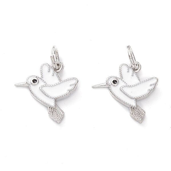 

PandaHall Brass Pendants, with Enamel, Long-Lastinbg Plateed, Gold Bird, White, 12.5x15x2mm, Hole: 4.2mm Brass+Enamel Bird White