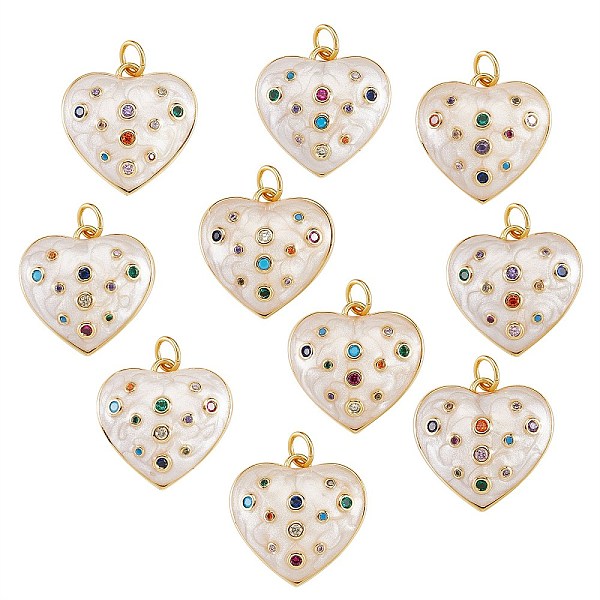 

PandaHall 10Pcs Eco-Friendly Brass Micro Pave Cubic Zirconia with Enamel Pendants, Long-Lasting Plated, Lead Free & Cadmium Free & Nickel...