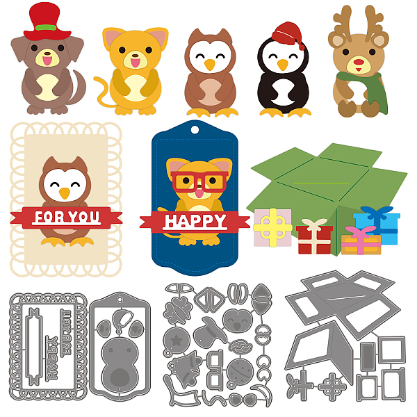 

PandaHall Christmas Animal Box Carbon Steel Cutting Dies Stencils, for DIY Scrapbooking, Photo Album, Decorative Embossing Paper Card...