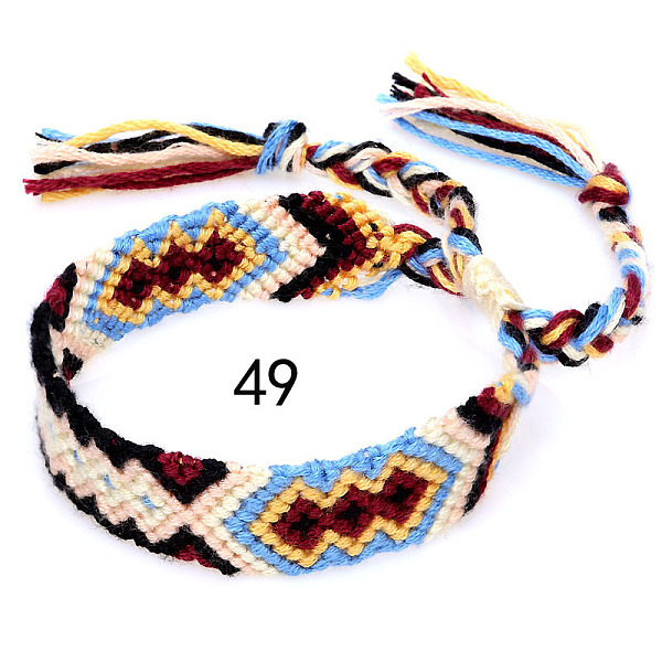 

PandaHall Cotton Braided Rhombus Pattern Cord Bracelet, Ethnic Tribal Adjustable Brazilian Bracelet for Women, Beige, 5-7/8~14-1/8 inch..., Yellow