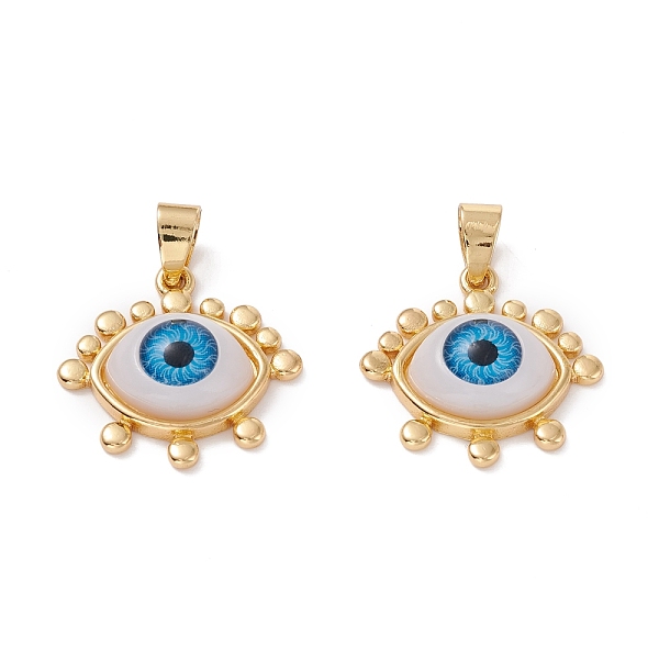 

PandaHall Brass Pendant, with Resin Eye Cabochons, Long-Lasting Plated, Real 18K Gold Plated, Dodger Blue, 21.5x22x7mm, Hole: 6x3.5mm...