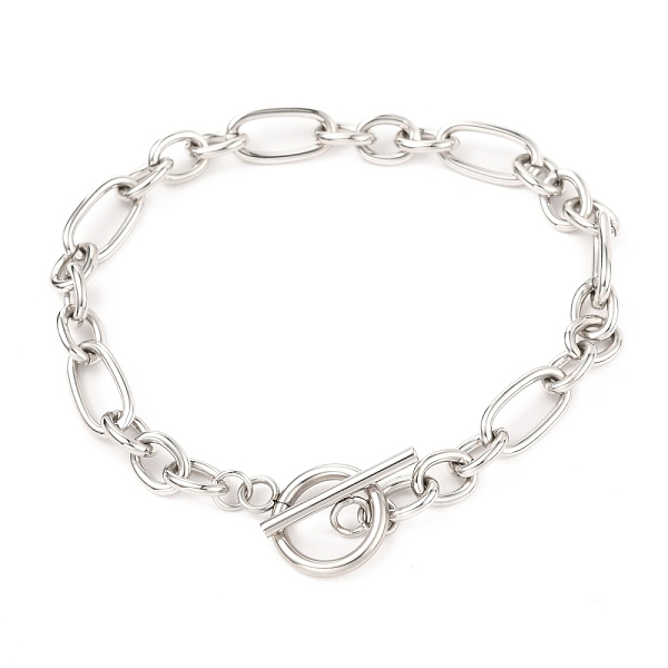 

PandaHall Unisex 304 Stainless Steel Figaro Chain Bracelets, with Toggle Clasps, Stainless Steel Color, 8-1/2 inch(21.5cm) 304 Stainless...