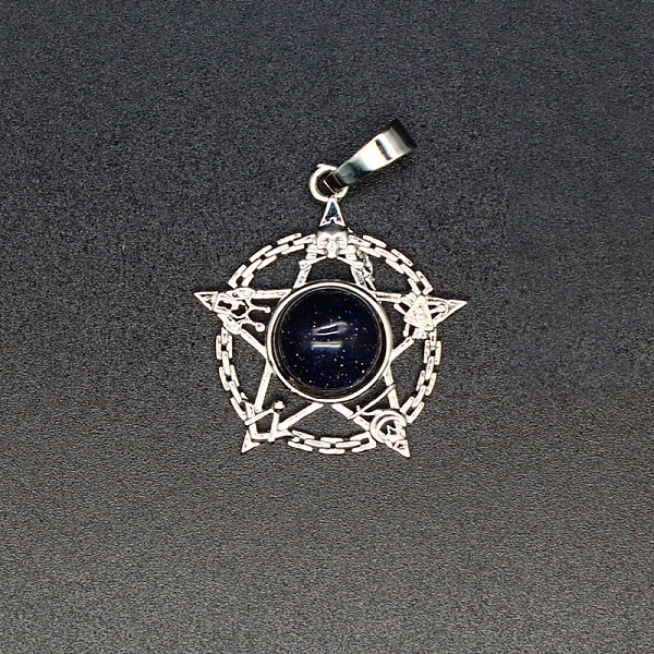 

PandaHall Synthetic Blue Goldstone Pendants, Star Charms, 27x25x6mm Blue Goldstone Star