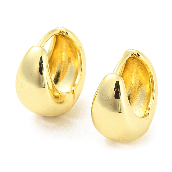 

PandaHall Brass Plain Dome Thick Hoop Earrings for Women, Real 18K Gold Plated, 17x16.5x10mm Brass