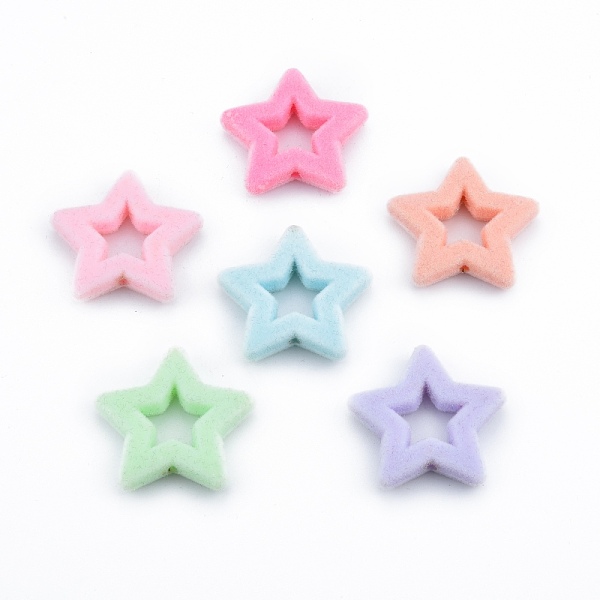 

PandaHall Opaque Resin Beads, Flocky Star, Mixed Color, 25.5x27x5mm, Hole: 1.8mm Resin Star Multicolor