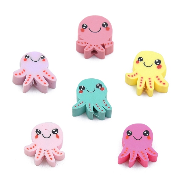 

PandaHall Handmade Polymer Clay Beads, Octopus, Mixed Color, 8~12x6~9x3~4mm, Hole: 1.6mm Polymer Clay Other Animal Multicolor