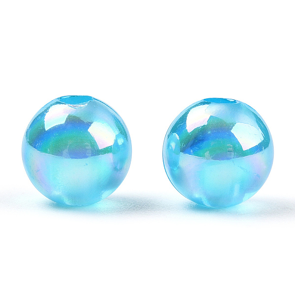 

PandaHall Transparent Acrylic Beads, AB Colors Plated, Round, Deep Sky Blue, 8mm, Hole: 2mm Acrylic Round