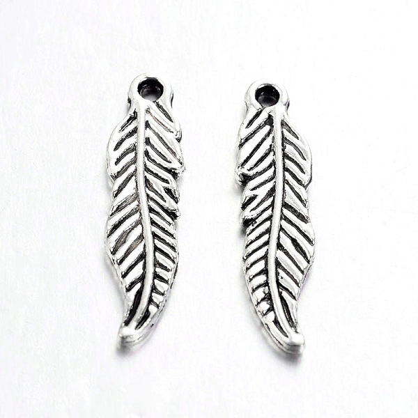 Tibetan Style Alloy Feather Pendants