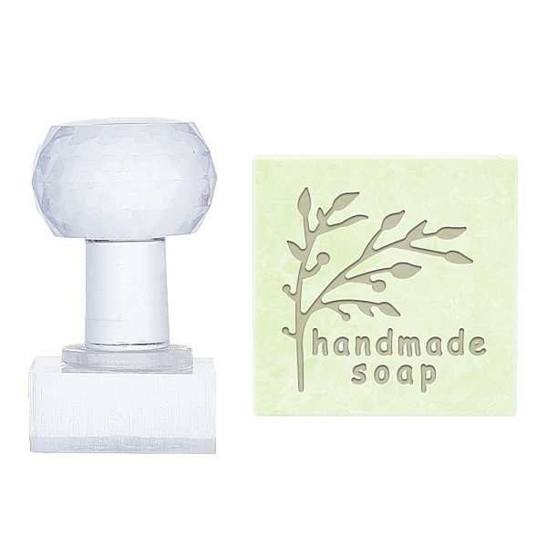 

PandaHall PH Personalized Soap Stamps, Branch Soap Embossing Stamp with Handle Tree Soap Chapter Imprint Stamp Rectangle Stamp for Handmade..., Clear