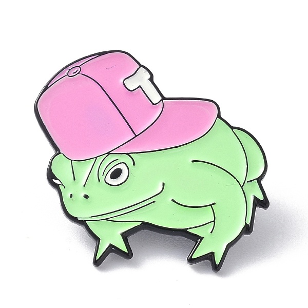 

PandaHall Cartoon Frog with Hat Enamel Pin, Animal Alloy Enamel Brooch Pin for Clothes Bags, Electrophoresis Black, Pink, 26x25x11mm, Pin...