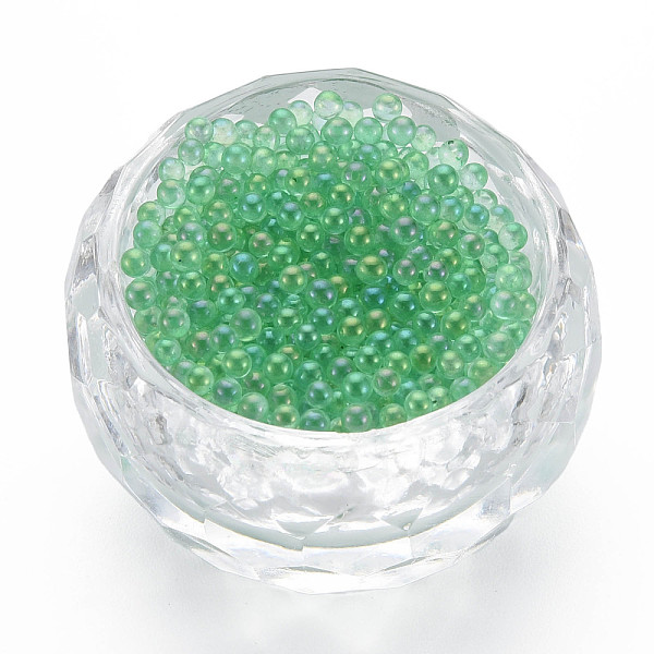 

PandaHall DIY 3D Nail Art Decoration Mini Glass Beads, Tiny Caviar Nail Beads, AB Color Plated, Round, Light Green, 2mm, about 450g/bag...