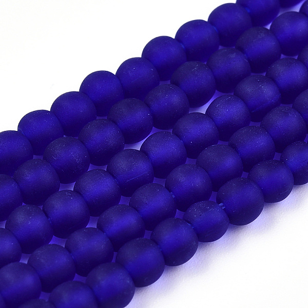 

PandaHall Transparent Glass Beads Strands, Frosted, Round, Dark Blue, 4~4.5mm, Hole: 0.8mm, about 97~99pcs/strand, 14.76 inch~14.96 inch...