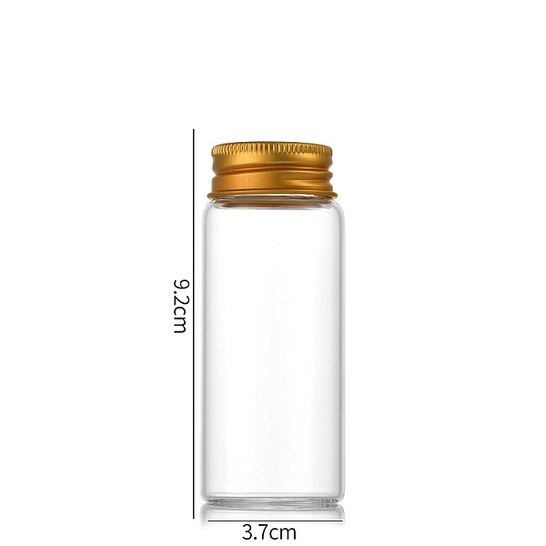 

PandaHall Clear Glass Bottles Bead Containers, Screw Top Bead Storage Tubes with Aluminum Cap, Column, Golden, 3.7x9cm, Capacity: 70ml..., Gold
