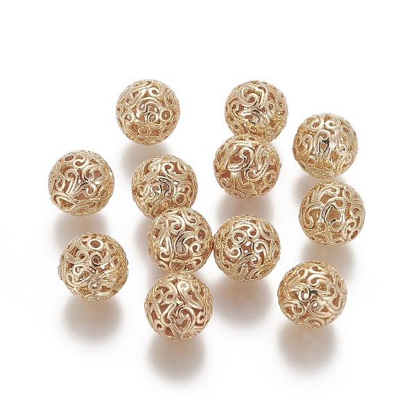 

PandaHall Brass Beads, Round, Real 18K Gold Plated, 10.5x10.5mm, Hole: 1.2mm Brass Round
