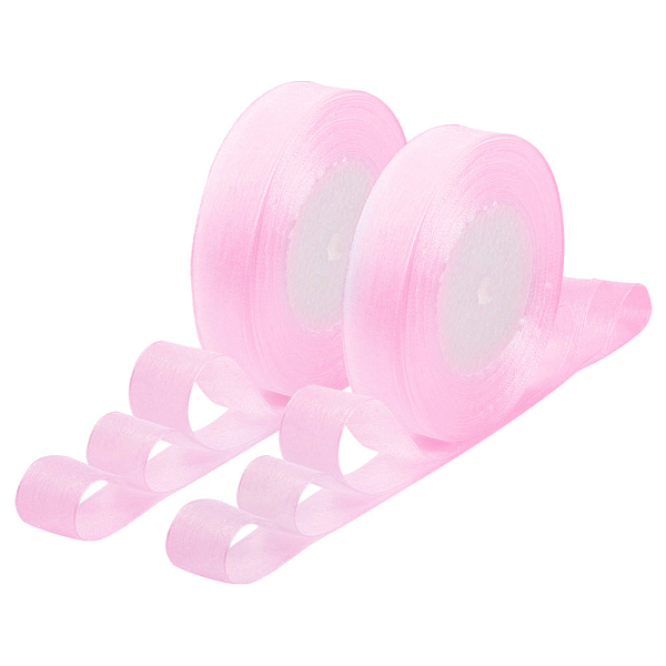 

PandaHall Breast Cancer Pink Awareness Ribbon Making Materials Sheer Organza Ribbon, Wide Ribbon for Wedding Decorative, Pink, 3/4 inch...