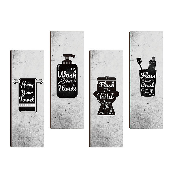 

PandaHall 4 Pcs Black Bathroom Wooden Wall Sign, Small Bathroom Pictures Sign for Home Bathroom Washroom Laundry Room Wall Decorations...