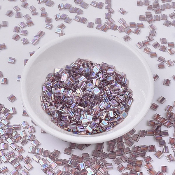 

PandaHall MIYUKI TILA Beads, Japanese Seed Beads, 2-Hole, (TL256) Transparent Smoky Amethyst AB, 5x5x1.9mm, Hole: 0.8mm, about 118pcs/10g..., Purple