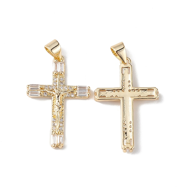 

PandaHall Rack Plating Brass Micro Pave Cubic Zirconia Pendants, Lead Free & Cadmium Free, Long-Lasting Plated, Crucifix Cross Charm..., Clear