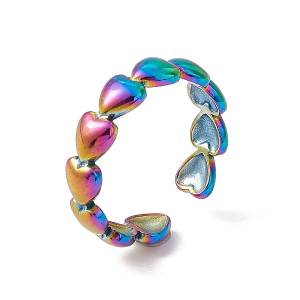 

PandaHall Ion Plating(IP) 304 Stainless Steel Heart Wrap Open Cuff Ring for Women, Rainbow Color, US Size 6 1/2(16.9mm) 304 Stainless Steel