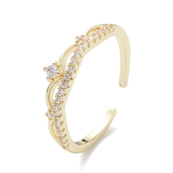 

PandaHall Clear Cubic Zirconia Crown Open Cuff Ring, Brass Jewelry for Women, Real 18K Gold Plated, Inner Diameter: 17mm Brass+Cubic...