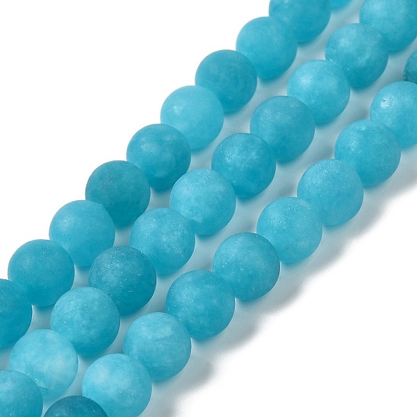 

PandaHall Natural Dyed White Jade Beads Strands, Frosted, Round, Deep Sky Blue, 8~8.5mm, Hole: 1mm, about 47~48pcs/strand, 14.69''~14.96''...