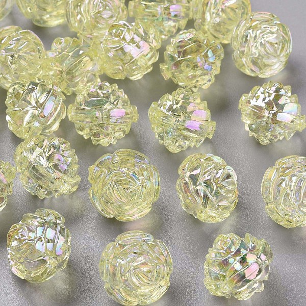 

PandaHall Transparent Acrylic Beads, AB Color, Flower, Yellow, 18x16.5mm, Hole: 2.5mm, about 228pcs/500g Acrylic Flower Yellow