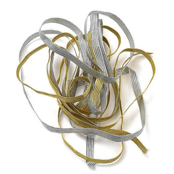 

PandaHall Glitter Flat Nylon Elastic Cord/Band, with Rubber Inside, Webbing Garment Sewing Accessories, Mixed Color, 12.5mm, about 2.19..., Multicolor