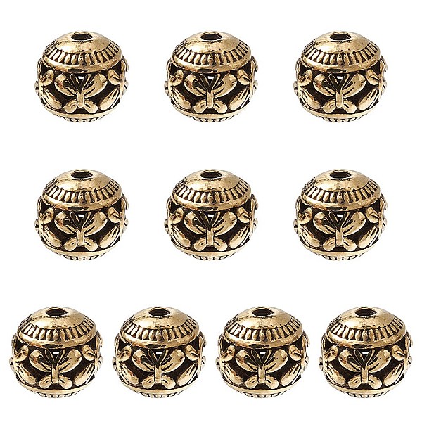 

PandaHall Tibetan Style Hollow Alloy Beads, Rondelle with Butterfly, Golden, 11mm Alloy Rondelle