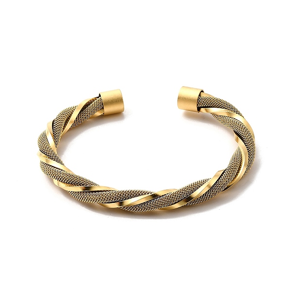 

PandaHall Ion Plating(IP) 304 Stainless Steel Mesh Twist Rope Open Cuff Bangle for Women, Golden, Inner Diameter: 2-1/8 inch(5.5cm) 304...