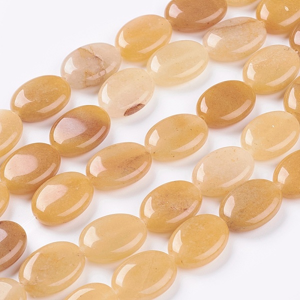 

PandaHall Flat Oval Gemstone Natural Topaz Jade Stone Beads Strands, Goldenrod, 18x13x6mm, Hole: 1.2mm, about 22pcs/strand, 15.7 inch Topaz..., Gold