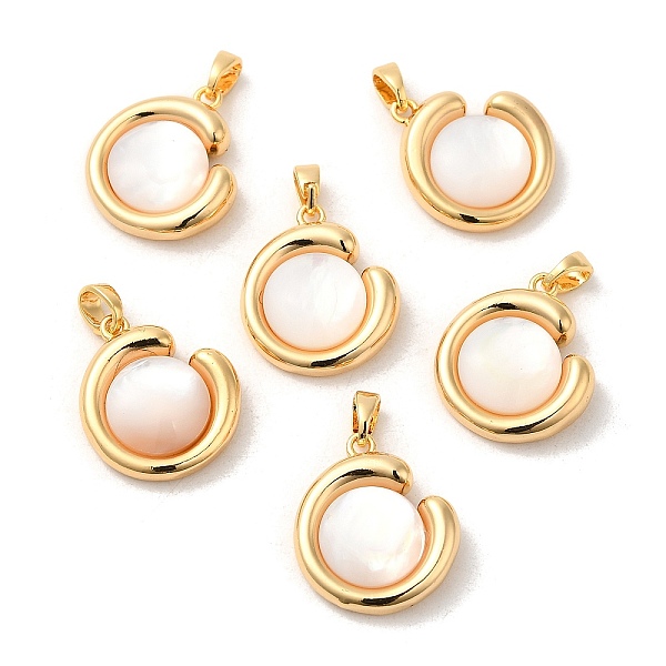

PandaHall Brass Pave Shell Pendants, Flat Round Charms, Real 18K Gold Plated, 19x16x6mm, Hole: 4x3mm Shell Flat Round
