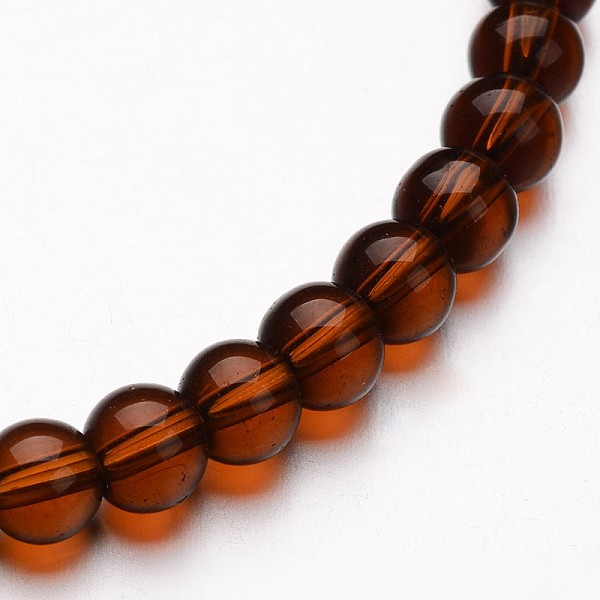 

PandaHall Glass Round Bead Strands, Saddle Brown, 8mm, Hole: 1mm, about 40pcs/strand, 11 inch Glass Round