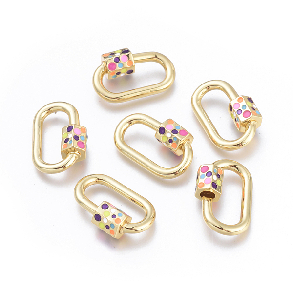 

PandaHall Brass Screw Carabiner Lock Charms, with Enamel, for Necklaces Making, Long-Lasting Plated, Cadmium Free & Lead Free & Nickel Free...