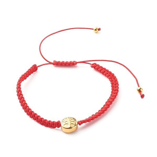 

PandaHall Tree of Life Flat Round Beads Braided Bead Bracelet, Adjustable Bracelets for Men Women, Red, 1/4 inch(0.5cm), Inner Diameter...