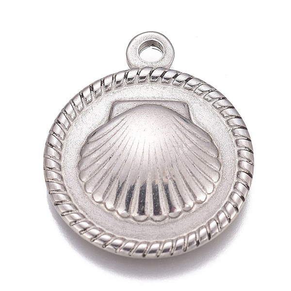 

PandaHall 304 Stainless Steel Pendants, Flat Round with Scallop Shape, Stainless Steel Color, 18x15x2mm, Hole: 1.6mm 304 Stainless Steel...