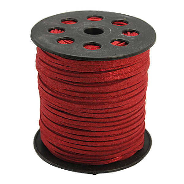 

PandaHall Glitter Powder Faux Suede Cord, Faux Suede Lace, FireBrick, 3mm, 100yards/roll(300 feet/roll) Faux Suede+Glitter Powder Red