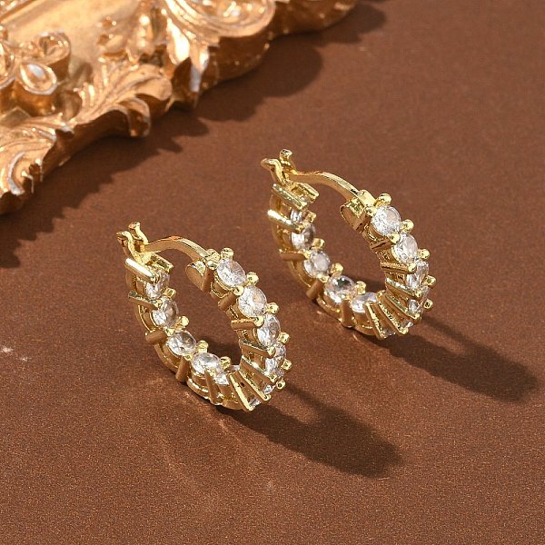 Boucles d'oreilles créoles en laiton zircon cubique micro pavé