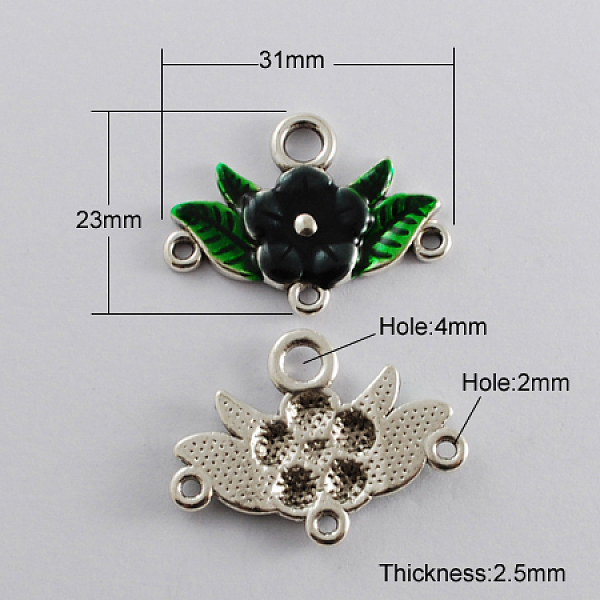 

PandaHall Alloy Enamel Chandelier Component Links, Cadmium Free & Lead Free, Antique Silver Metal Color, Flower, Teal, 23x31x2.5mm, Hole..., Cyan