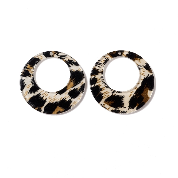 

PandaHall Transparent Acrylic Pendants, Round Ring with Leopard Print Pattern, Antique White, 42.5x2mm, Hole: 1.8mm Acrylic Ring