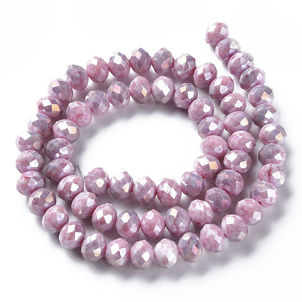 

PandaHall Opaque Baking Painted Glass Beads Strands, Faceted, Rondelle, Old Rose, 10x8mm, Hole: 1.5mm, about 63pcs/strand, 21.06 inch~21.26...