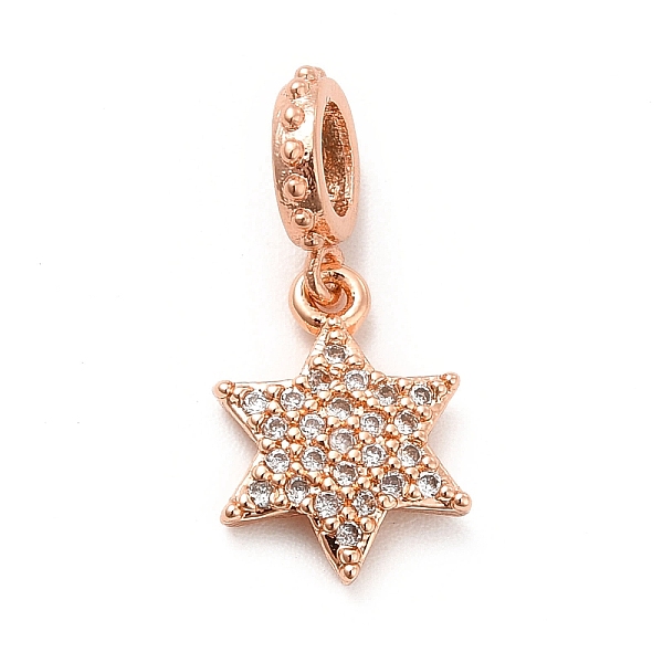 

PandaHall Rack Plating Brass Micro Pave Cubic Zirconia European Dangle Charms, Large Hole Pendants, Star of David Charm, Long-Lasting Plated..., Clear