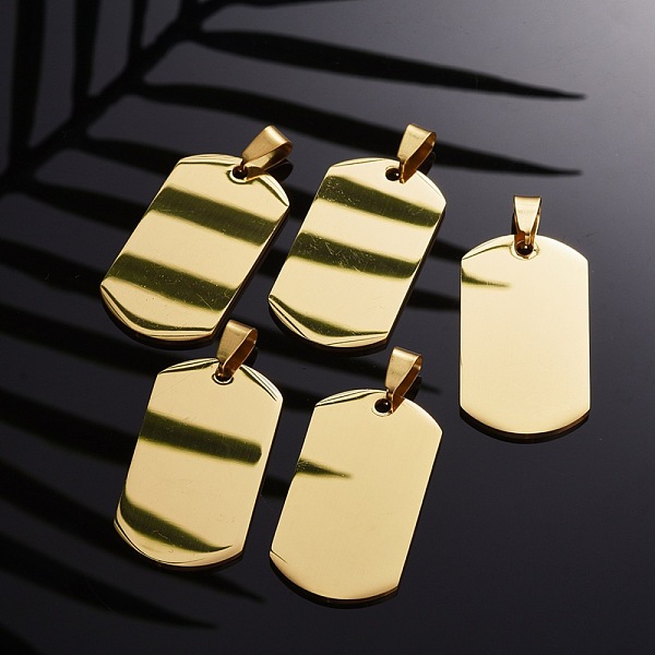 PandaHall 304 Stainless Steel Big Pendants, Manual Polishing, Blank Stamping Tags, Rectangle, Golden, 38x21x1.8mm 304 Stainless Steel...