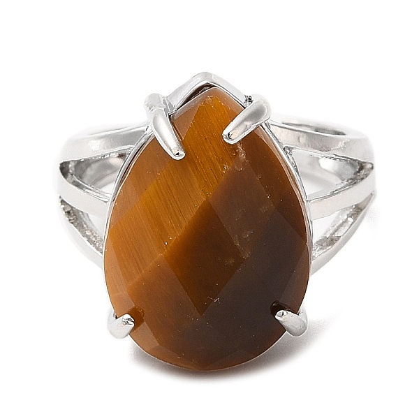 

PandaHall Natural Tiger Eye Teardrop Adjustable Rings, Platinum Brass Ring, Lead Free & Cadmium Free, US Size 7(17.3mm) Tiger Eye Teardrop