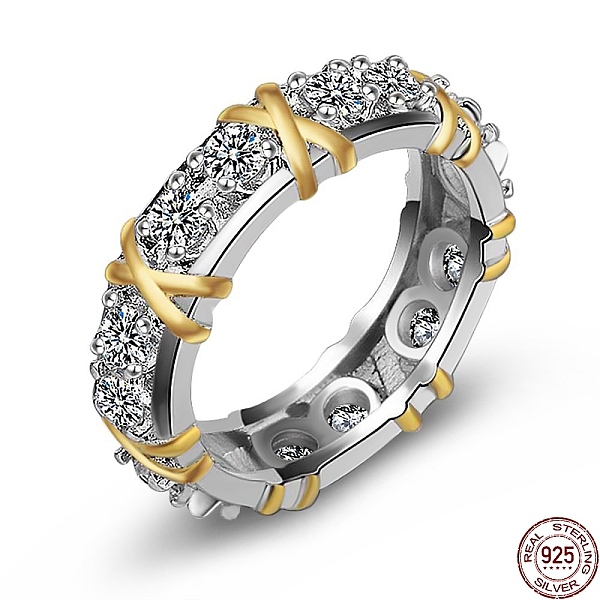 

PandaHall Rhodium Plated 925 Sterling Silver Micro Pave Clear Cubic Zirconia Finger Ring for Women, Cross, Real Platinum Plated, 5.1mm, US...