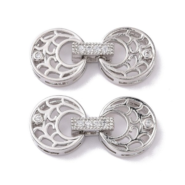

PandaHall Brass Micro Pave Clear Cubic Zirconia Fold Over Clasps, Cadmium Free & Lead Free, Round, Platinum, 25mm, Round: 12x3.8mm, Clasp...