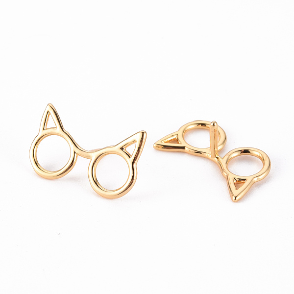 

PandaHall Brass Stud Earring Findings, Nickel Free, Glasses, Real 18K Gold Plated, 10.5x17.5x1mm, Pin: 1mm Brass Glasses